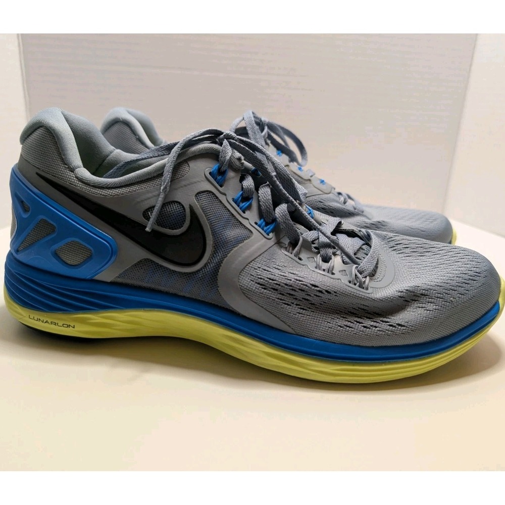 Nike LunarEclipse 4 Women Size‎ 10.5/42.5 Running Shoe Sneaker Grey Blue Yellow